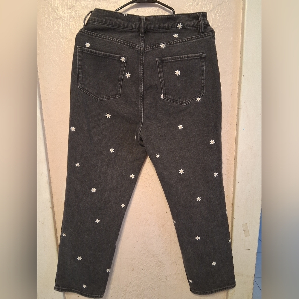 PacSun Y2K High Rise Straight Jeans Daisy Embroidery Size 28 Cropped - Picture 3 of 7